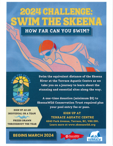 a poster with an illustration of someone doing a front crawl, with basic details about the program, as described in text below